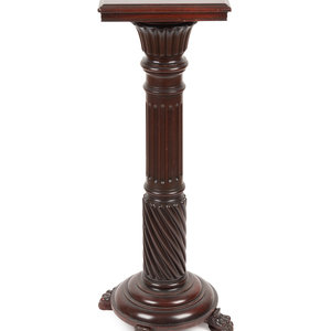 Appraisal: A Carved Mahogany Pedestal Late th Early th Century Height