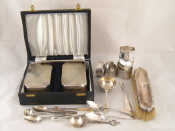 Appraisal: Six various silver napkin rings six spoons including Edinburgh Newcastle