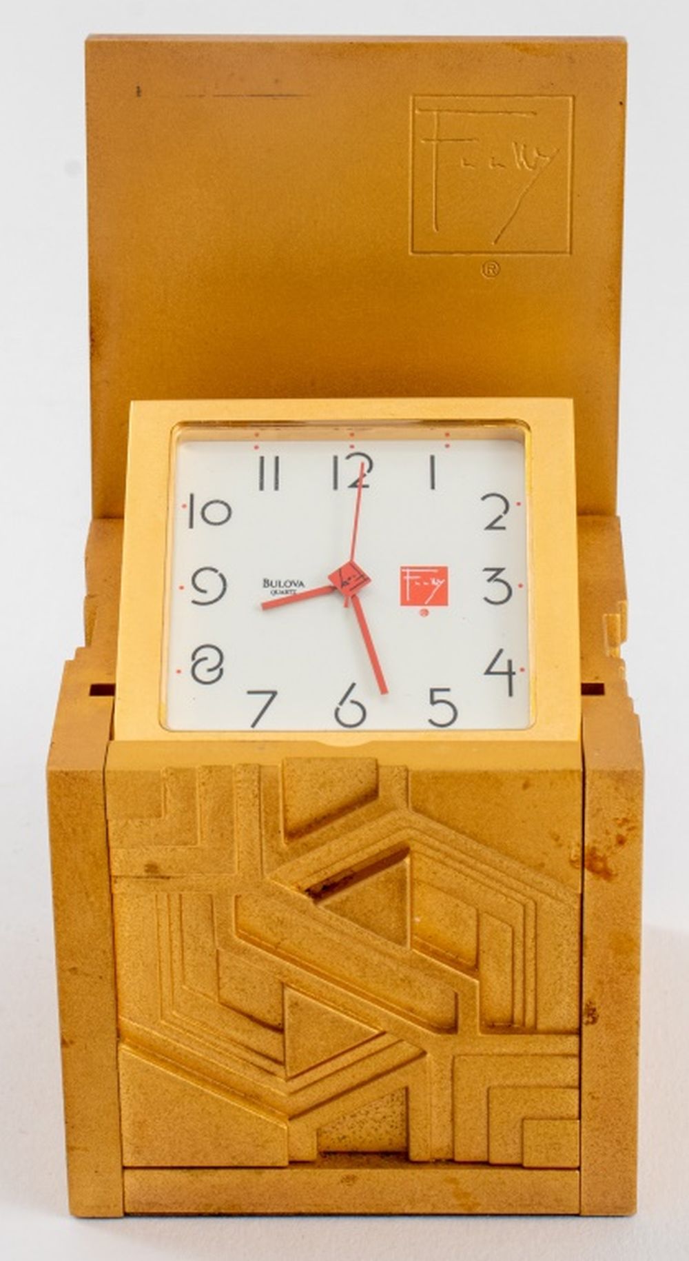 Appraisal: FRANK LLOYD WRIGHT BULOVA CUBE CLOCK S Frank Lloyd Wright