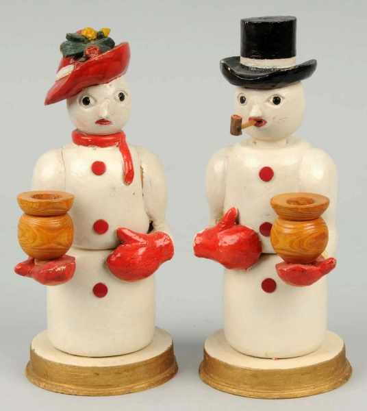 Appraisal: Lot of Snowman Candleholders Description Pair of snowmen made of