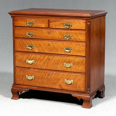 Appraisal: Pennsylvania Chippendale chest walnut with yellow pine secondary two-over-four drawers