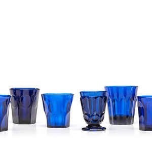 Appraisal: A Group of Early American Pressed Glass Cobalt Tumblers and