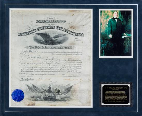 Appraisal: Sale Lot PRESIDENTS MCKINLEY WILLIAM Partially Printed Document signed Military