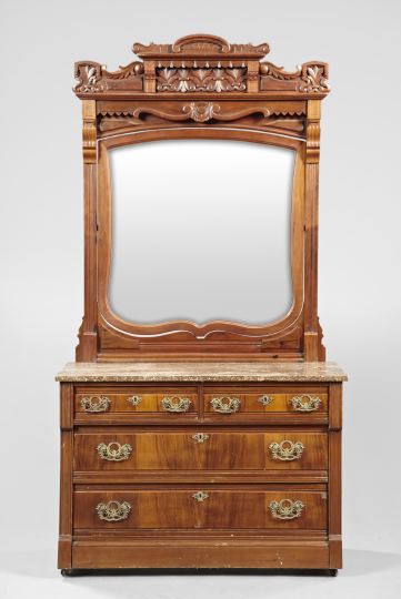 Appraisal: American Late Victorian Walnut and Marble-Top Dresser fourth quarter th