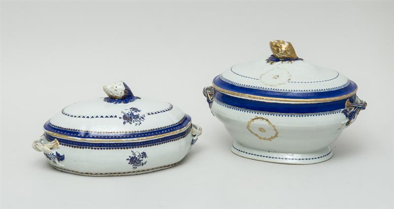 Appraisal: CHINESE EXPORT PORCELAIN TUREEN AND COVER AND A SIMILAR VEGETABLE