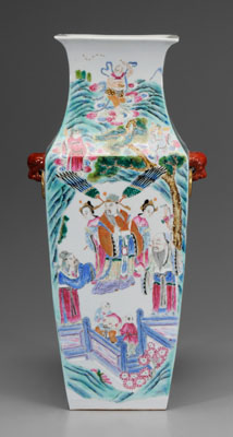 Appraisal: Famille Rose Porcelain Vase Chinese th century of square section