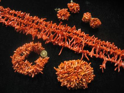 Appraisal: Group of coral jewelry pieces early to mid th century