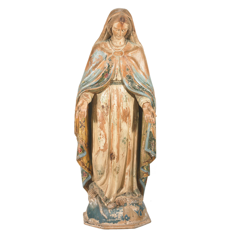 Appraisal: Carved and Polychromed Figure of the Virgin Immaculata th century