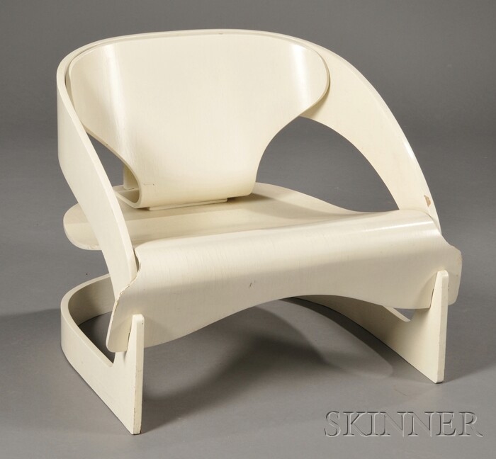 Appraisal: Joe Colombo Chair Painted bent plywood Model Italy s White