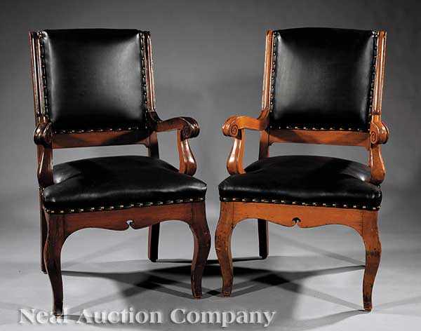 Appraisal: A Pair of Provin ial Carved Fruitwood Fauteuils th c