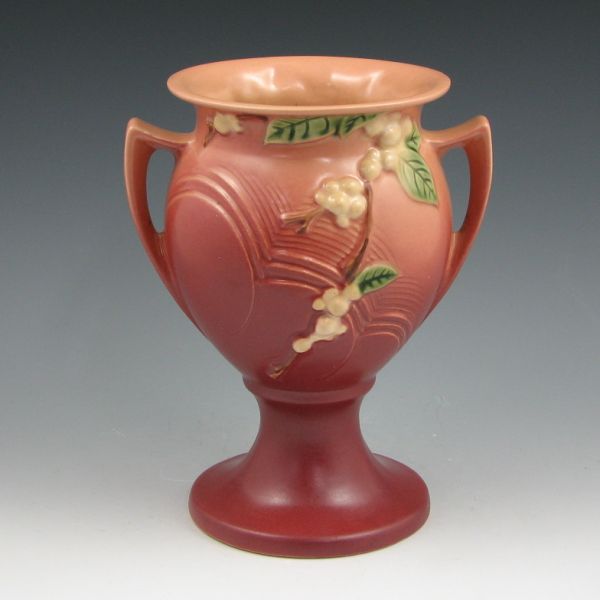 Appraisal: Roseville Snowberry urn vase in pink and mauve Marked Roseville