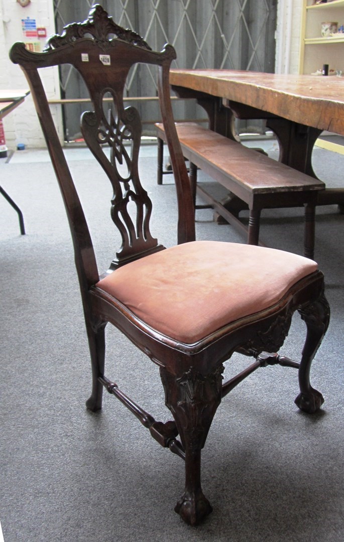 Appraisal: A set of three th century Portuguese rosewood dining chairs