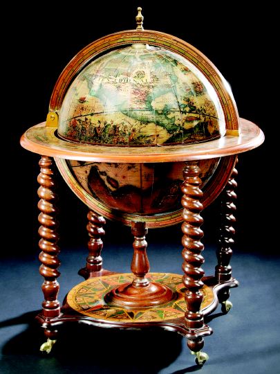 Appraisal: Continental Lithographed Terrestrial Globe-on-Stand Cave a Liqueur the globe opening