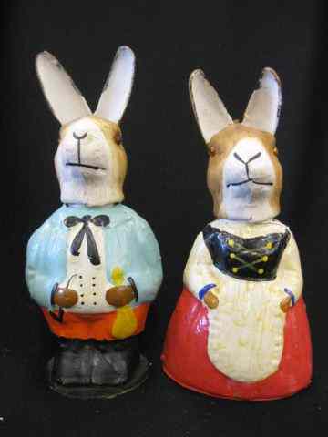 Appraisal: Pair of Antique Figural Candy Containers male female rabbits in