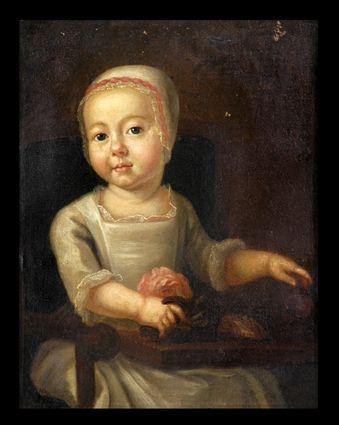 Appraisal: EUROPEAN SCHOOL PORTRAIT OF A YOUNG GIRL WITH A PINK