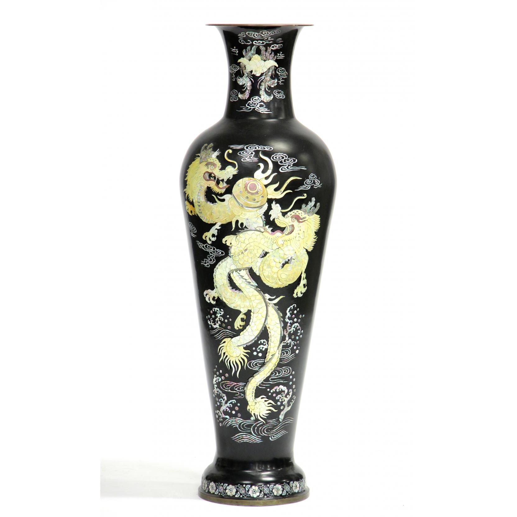 Appraisal: Chinese Palace Sized Vase with Mother of Pearl Decoration late