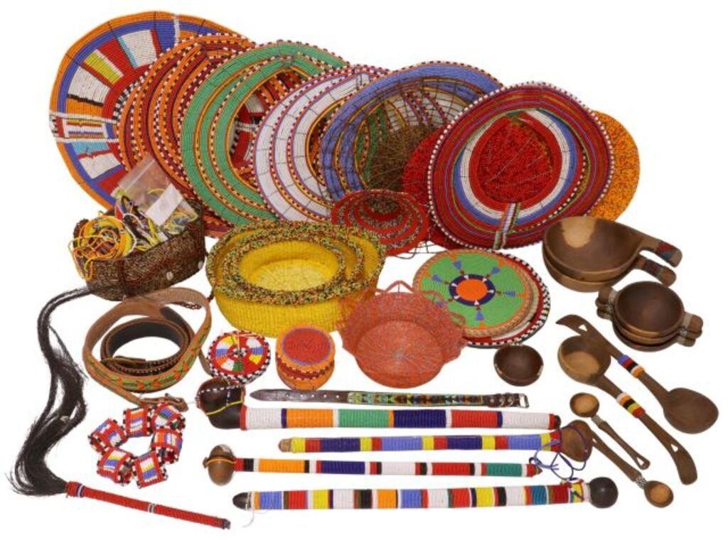 Appraisal: lot Large collection of African beadwork including belts bangles bracelets