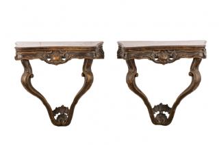 Appraisal: Pair Carved Neoclassical Style Console Tables Continental late th early