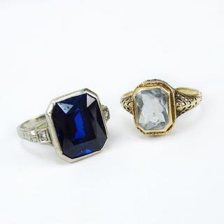 Appraisal: Two Antique Rings one Karat Yellow Gold and Blue Topaz