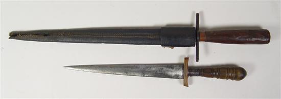 Appraisal: th Century Dagger With horn guard and turned wooden handle