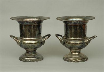 Appraisal: Pair of Armorial Silver-Plated Wine Coolers