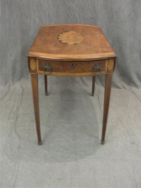 Appraisal: th th Cent Burlwood Inlaid Banded Pembroke Table with center