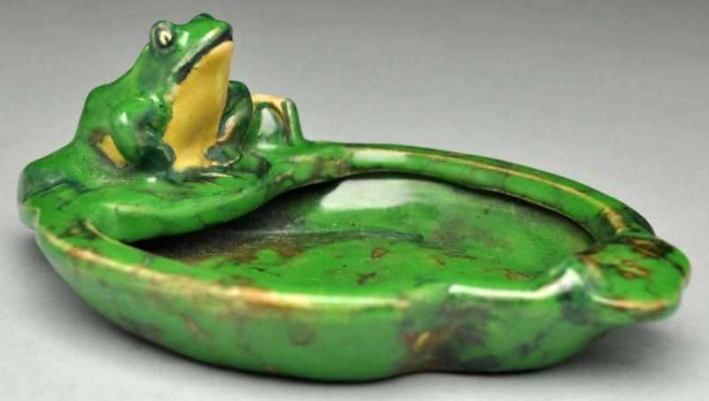 Appraisal: Weller Coppertone Frog Pin Tray Marked Weller Pottery Condition Excellent