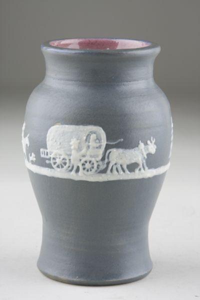 Appraisal: NC Pottery Pisgah Forest Cameo Vase grey blue matte glaze