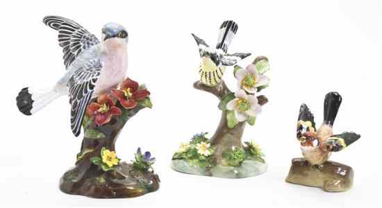 Appraisal: Three Crown Staffordshire Porcelain Figures of Birds J T Jones