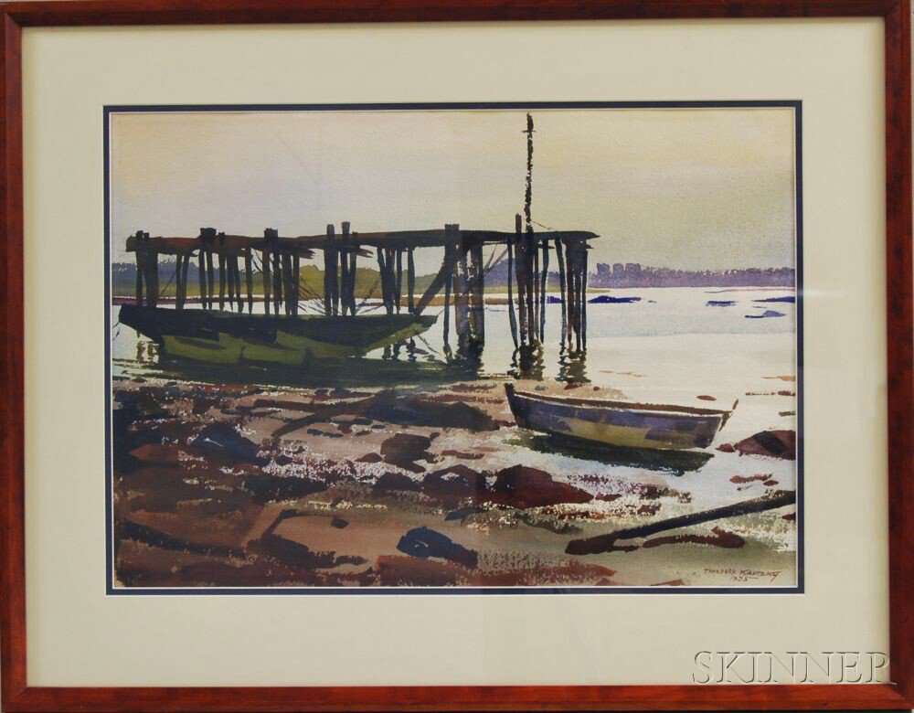 Appraisal: Ted Kautzky American - Old Pier at Low Tide Signed