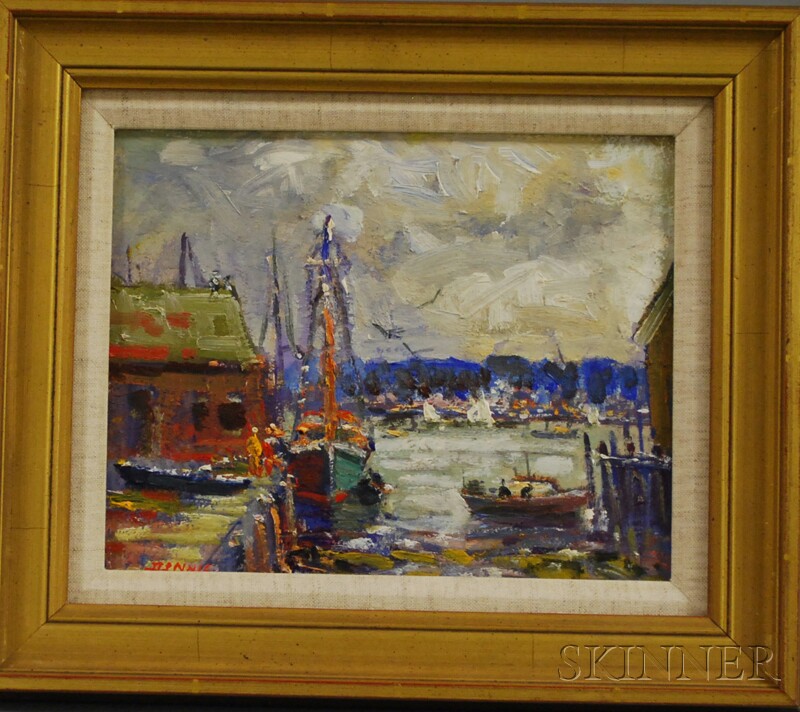 Appraisal: Roger Wilson Dennis American - Gloucester Harbor Signed Dennis l