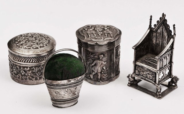 Appraisal: A MINIATURE SILVER MODEL OF A CORONATION THRONE London together