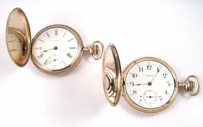 Appraisal: TWO AMERICAN WALTHAM HUNTER CASE POCKET WATCHES A model size