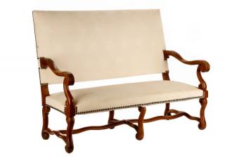 Appraisal: Louis XIV Style Walnut Upholstered Bench ca French last quarter