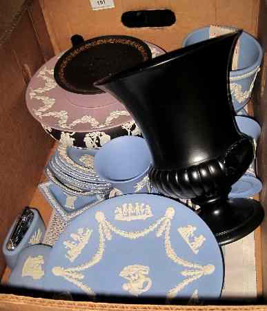 Appraisal: Good Tray of Wedgwood Jasper Ware to include Large Black