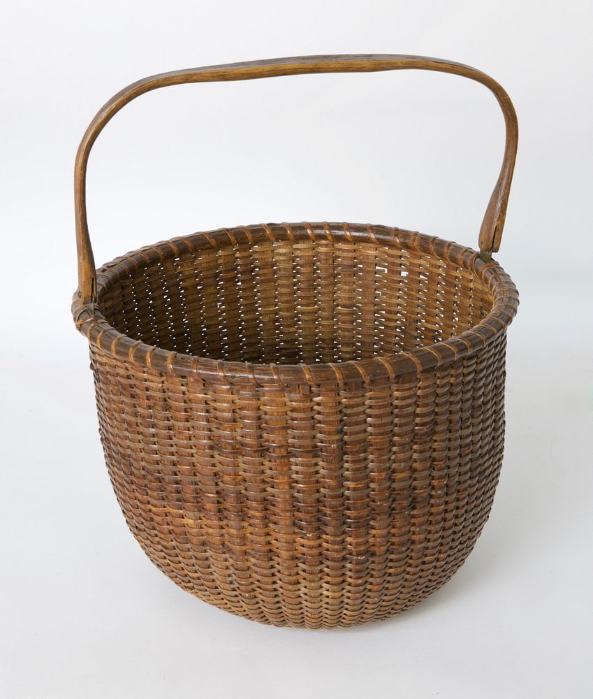 Appraisal: th Century Round Open Swing Handle Nantucket Basket Round Open