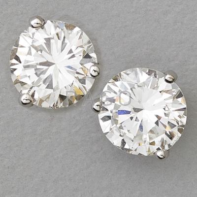 Appraisal: DIAMOND STUD EARRINGS White gold martini settings approx cts TW