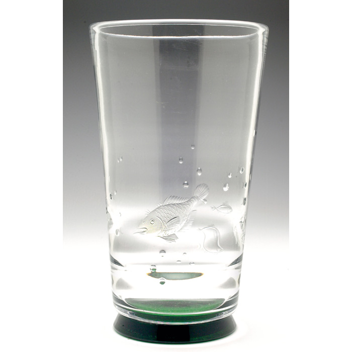 Appraisal: Orrefors vase cylindrical form in clear glass and green base