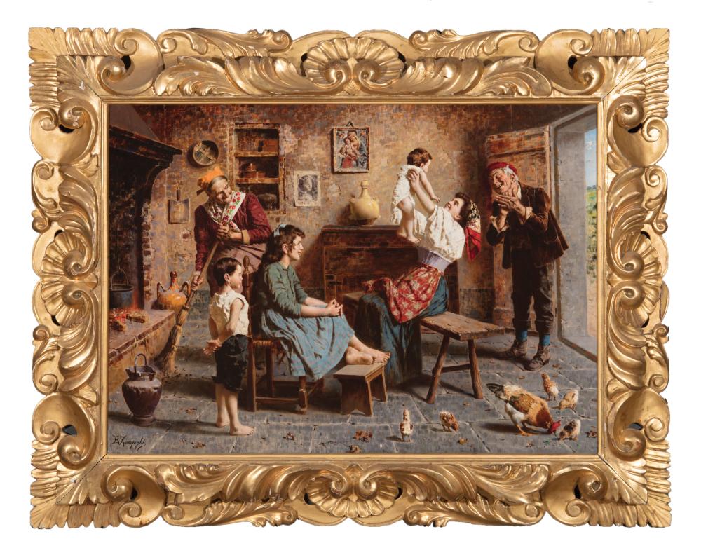 Appraisal: Eugenio Edouardo Zampighi Italian - La Famiglia Felice oil on