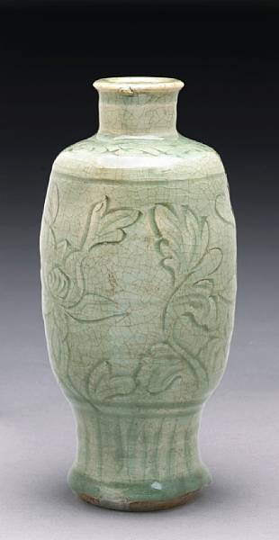 Appraisal: A Longquan celadon glazed vase Ming Dynasty Thickly potted and