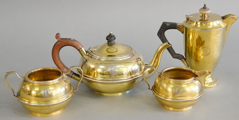 Appraisal: Four piece English silver lot with three piece tea set