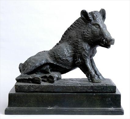 Appraisal: ITALIAN GRAND TOUR CARVED MARBLE FIGURE OF A BOAR Seated