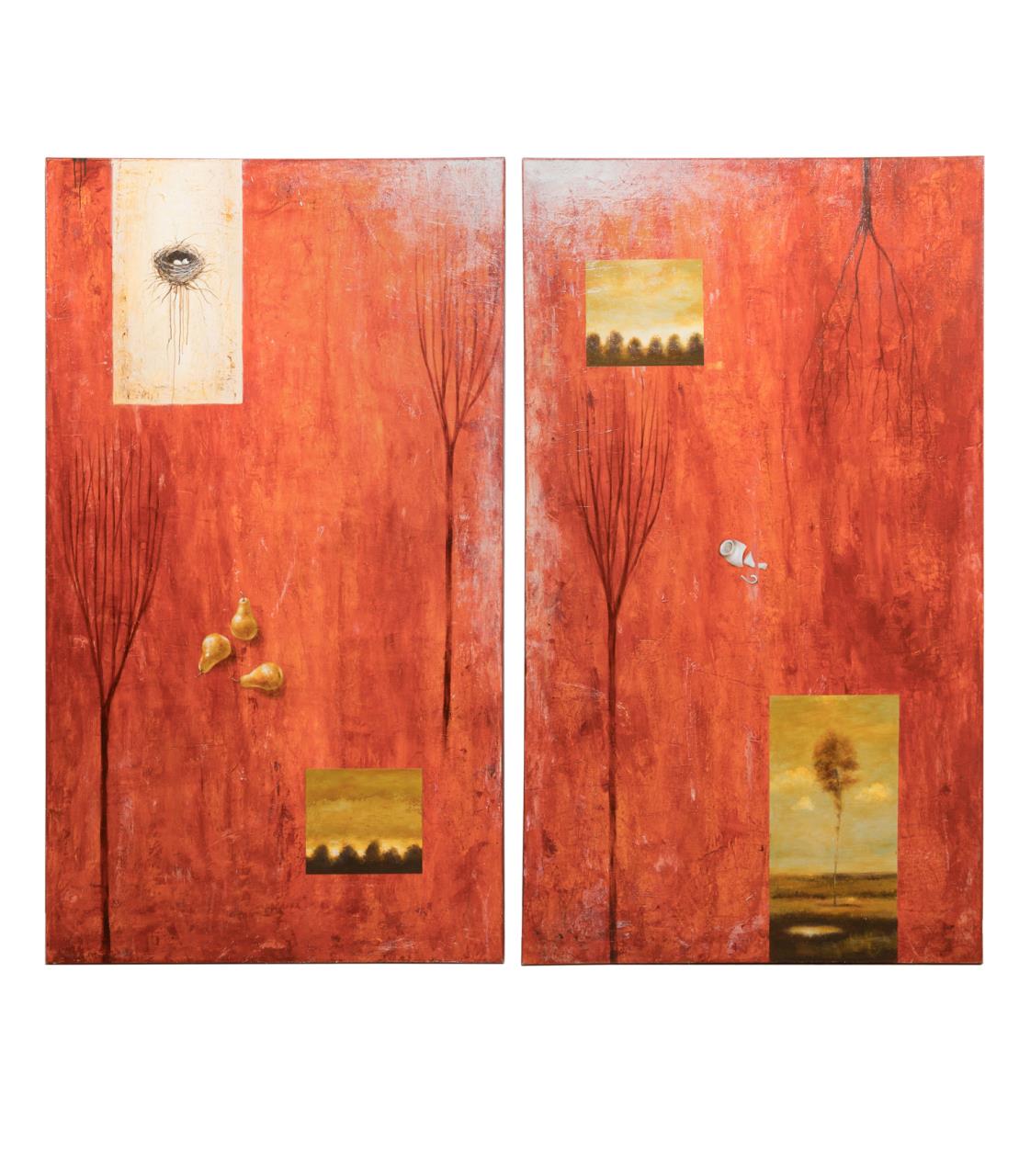 Appraisal: ZOE HERSEY AGE TO AGE MIXED MEDIA DIPTYCH Zoe Hersey