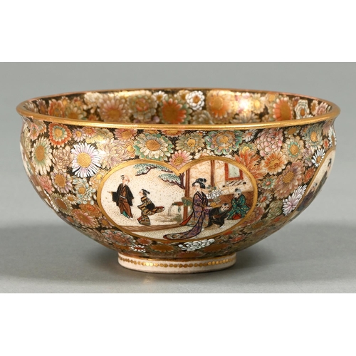 Appraisal: A Japanese Satsuma bowl Meiji period the rounded sides slightly