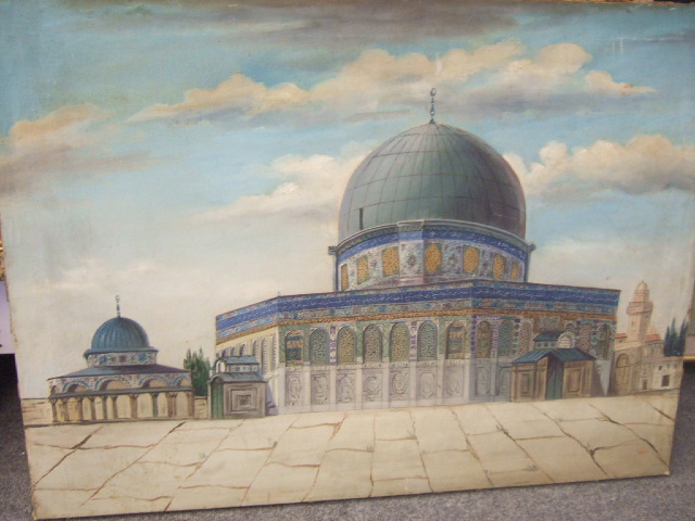 Appraisal: Middle Eastern School th century Al-Aqsa Mosque Jerusalem oil on