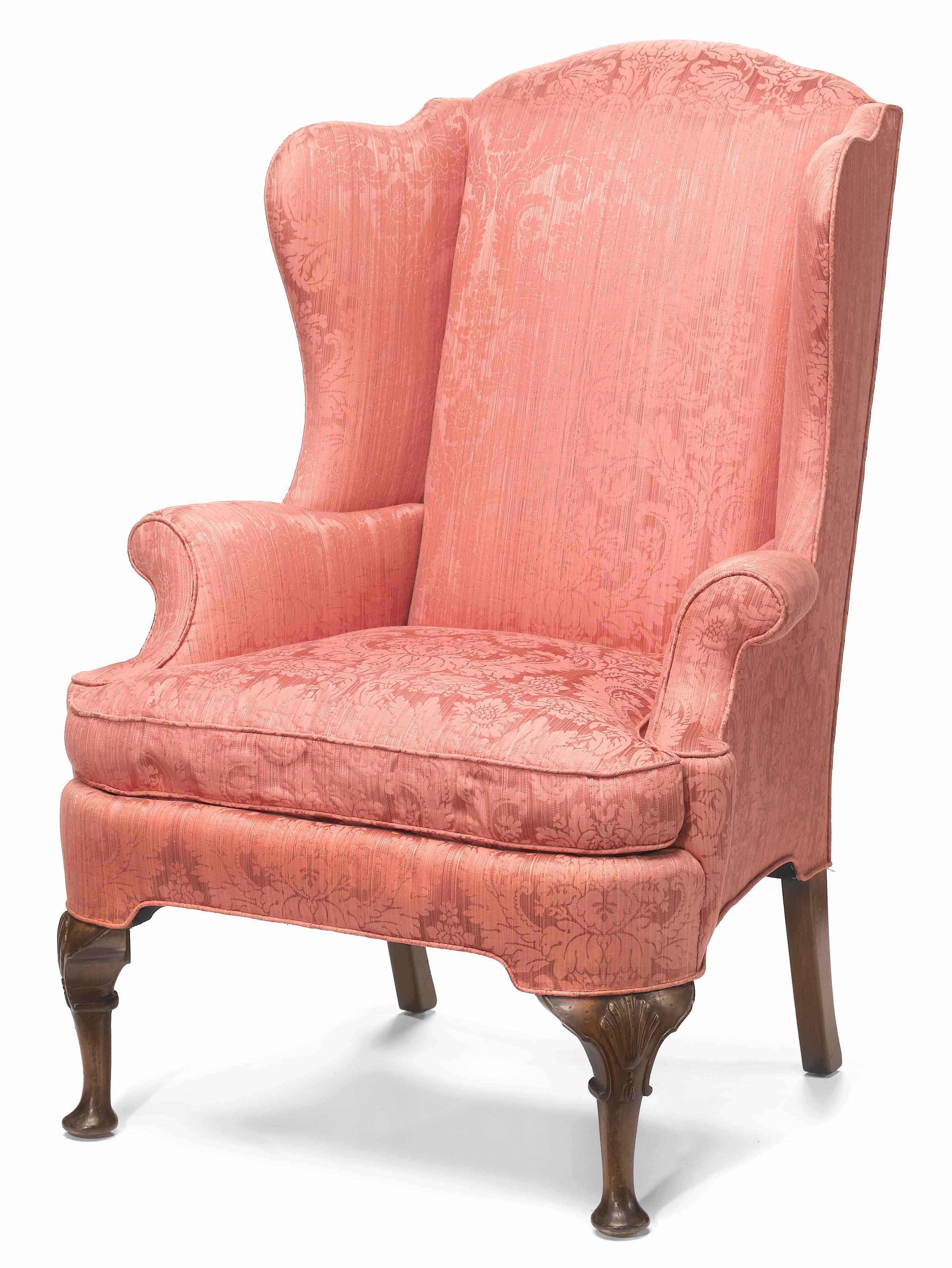 Appraisal: A George I style walnut wing armchair th century With