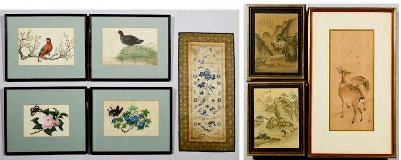 Appraisal: Asian Artworks incl watercolors st nd items Pair of landscape