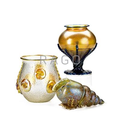 Appraisal: BOHEMIAN GLASS Three glass vases ca Unsigned Condition Report