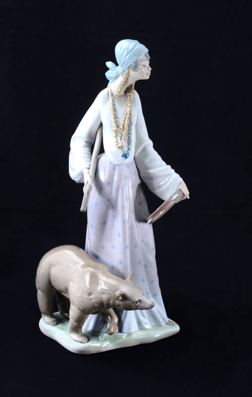 Appraisal: LARGE LLADRO GYPSY WOMAN WITH BEAR FIGURINE Figure of a