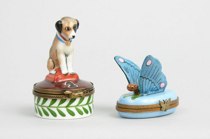 Appraisal: Two French Miniature Porcelain Boxes This lot comprised of two